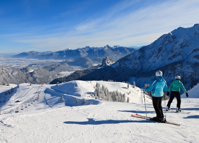 Skifahren inmitten eines grandiosen Alpenpanoramas