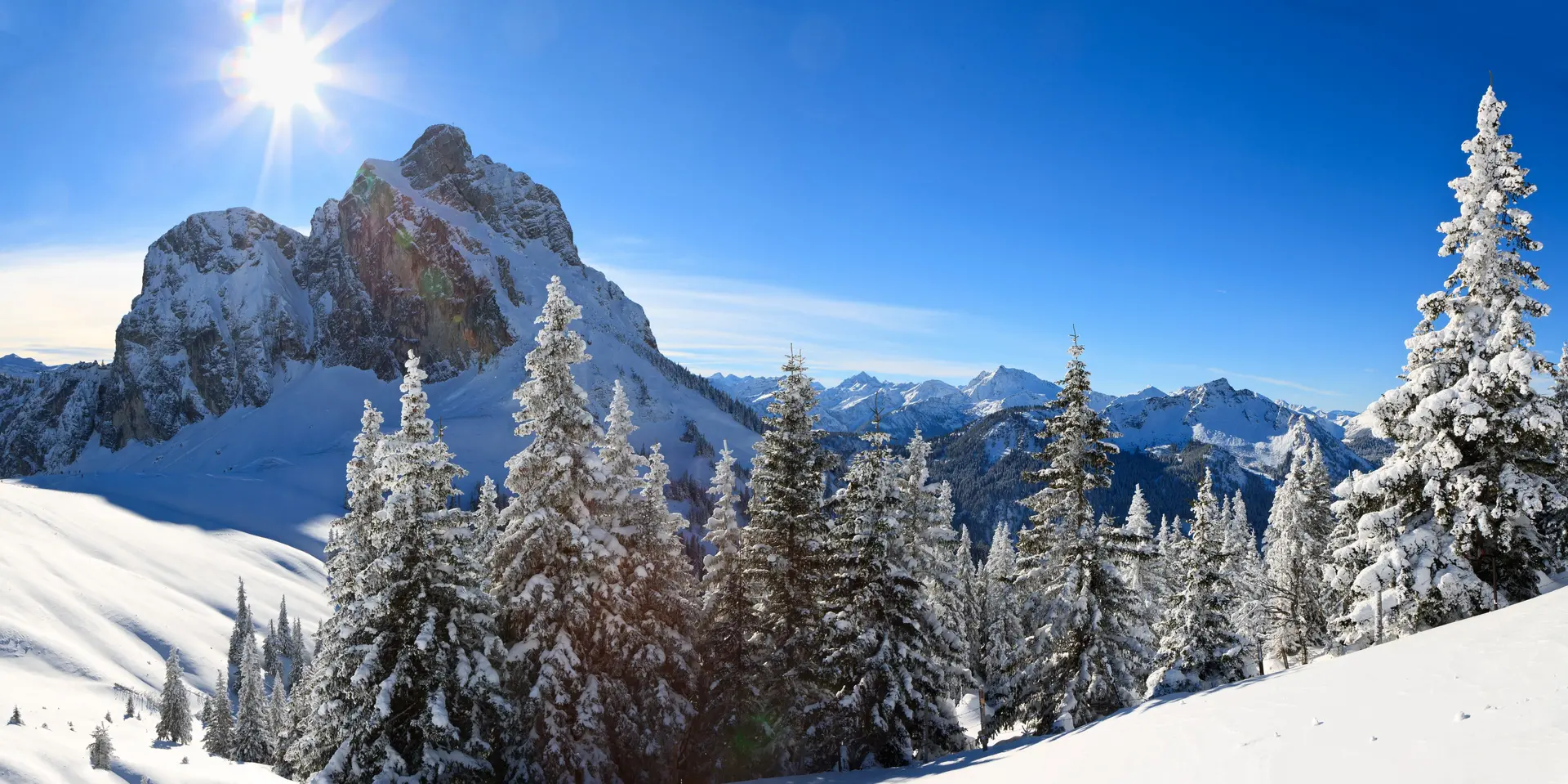 Winterlicher Panoramablick auf die Pfrontener Bergwelt.