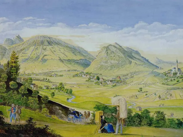 Der kolorierte Stich des Landschaftsmalers Engelbert Geisenhof zeigt das Pfrontener Tal um 1850. 