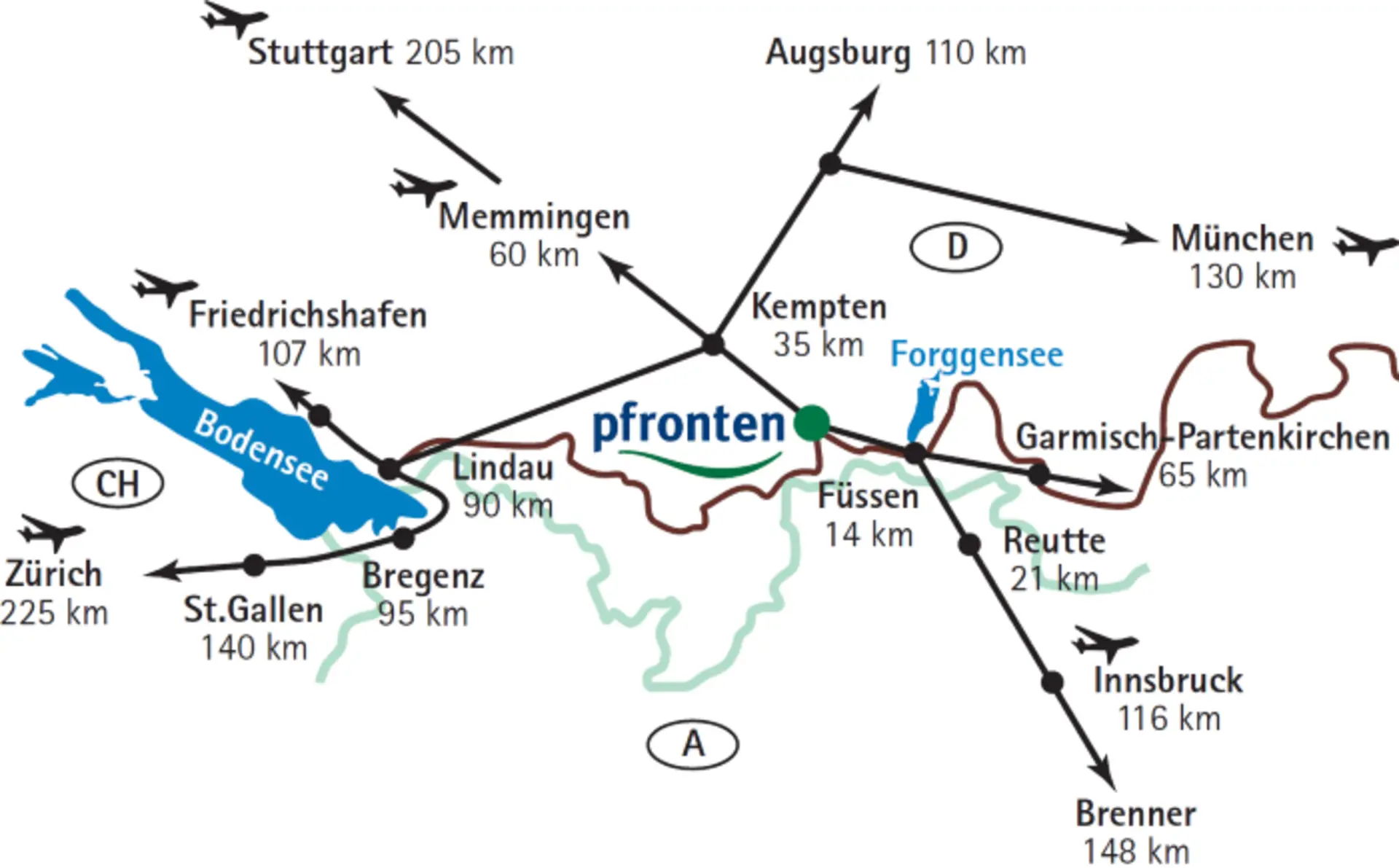 Anreise nach Pfronten im Allgäu