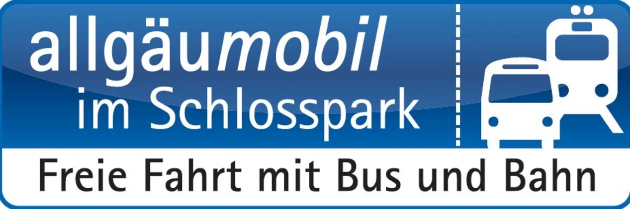Eine Darstellung des Allgäu Mobil im Schlosspark Logo.