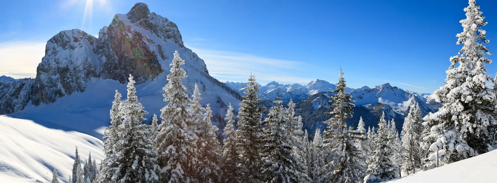 Winterlicher Panoramablick auf die Pfrontener Bergwelt.