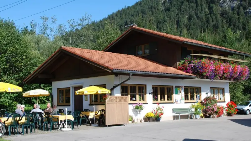Die Einkehrmöglichkeit am Campingplatz in Pfronten.